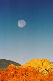 Moonset Calico Mountains
